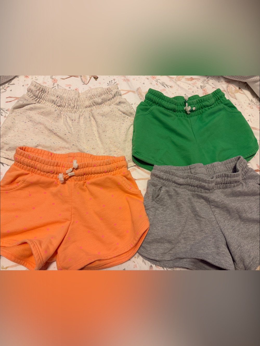Target Cat & Jack Orange, Green, Gray & confetti Girls' Pull-On Shorts size 8
